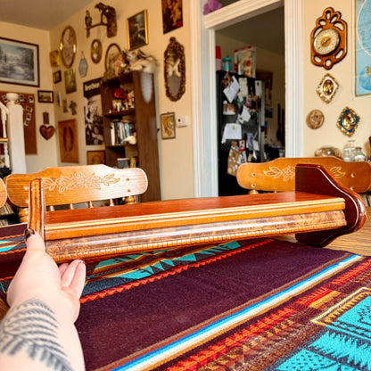 Vintage Solid Wood Shelf with Faux Gold and Burlwood Accents