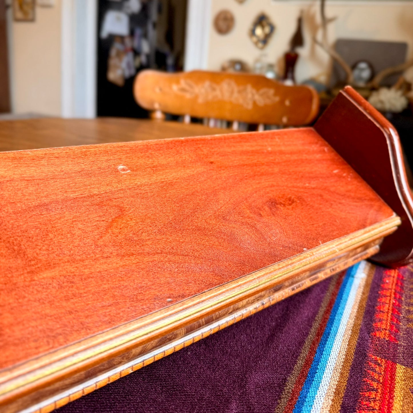 Vintage Solid Wood Shelf with Faux Gold and Burlwood Accents
