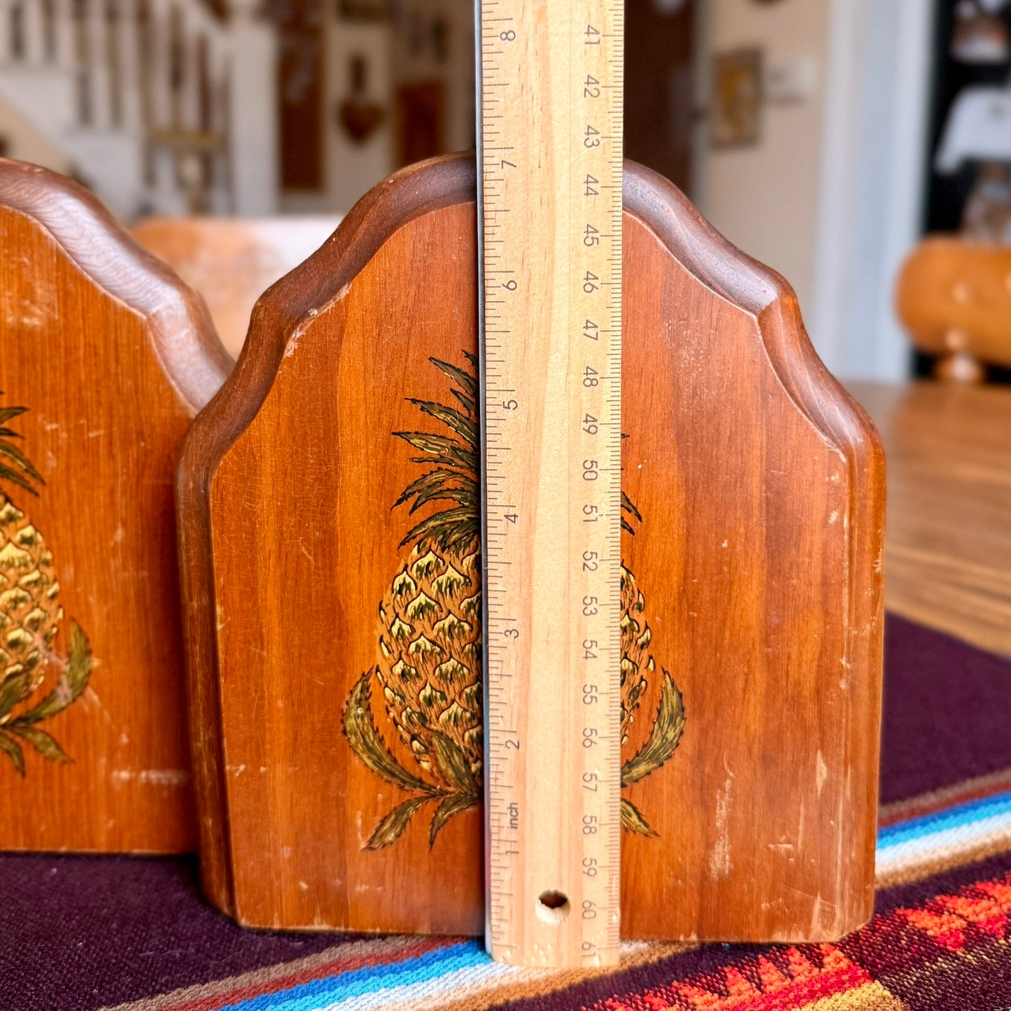 Set of 2 Vintage Solid Wood Pineapple Themed Bookends