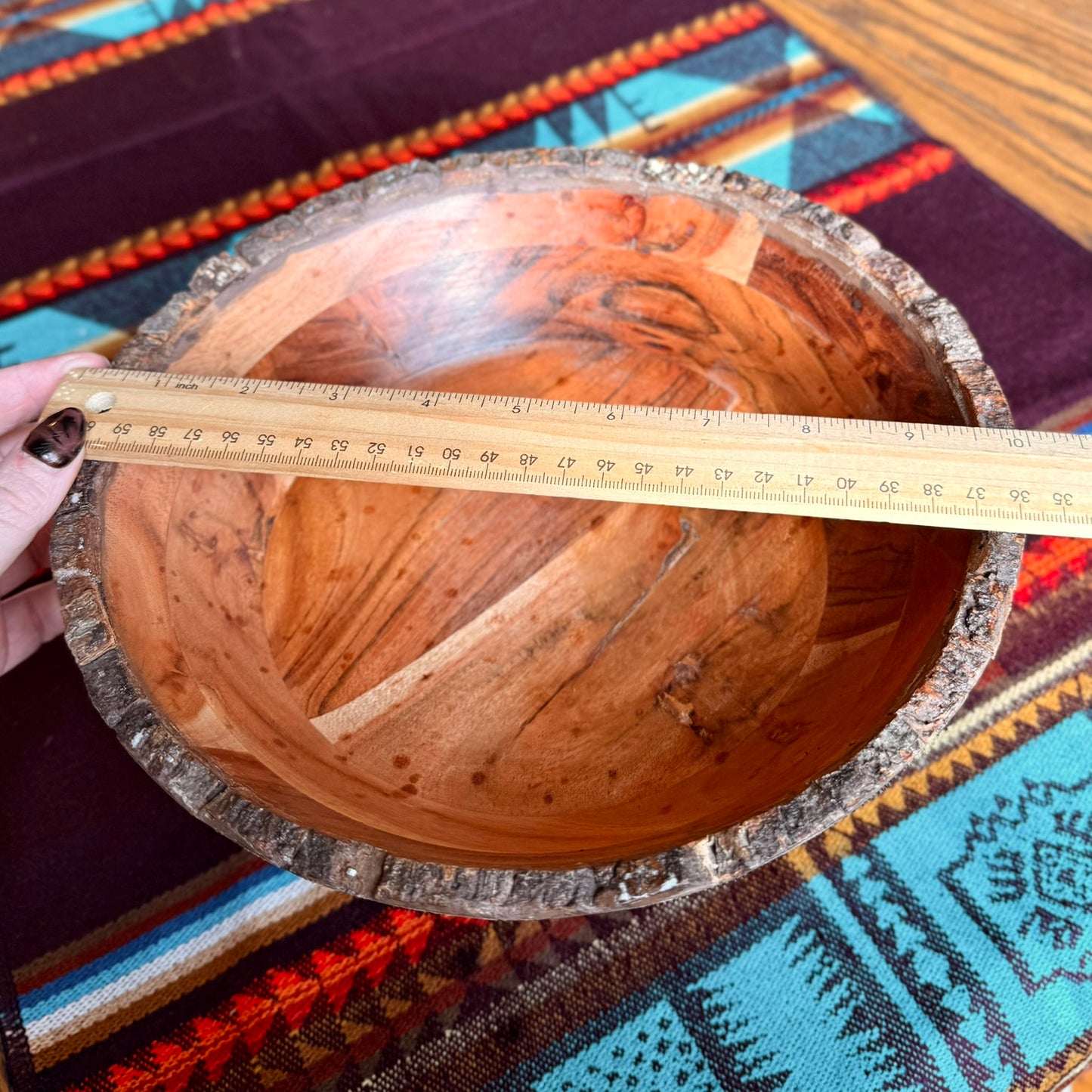 Vintage Mid-Century Modern Solid Wooden Live Edge Pedestal Bowl