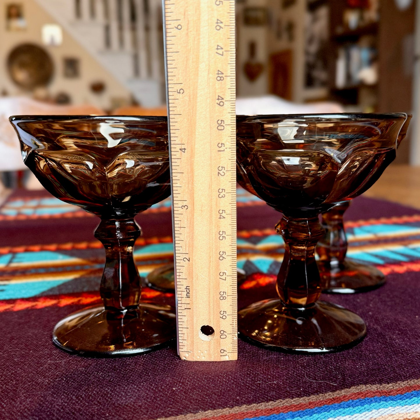 Set of 4 Vintage Imperial Glass Old Williamsburg Nut Brown Champagne Goblets