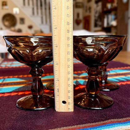 Set of 4 Vintage Imperial Glass Old Williamsburg Nut Brown Champagne Goblets