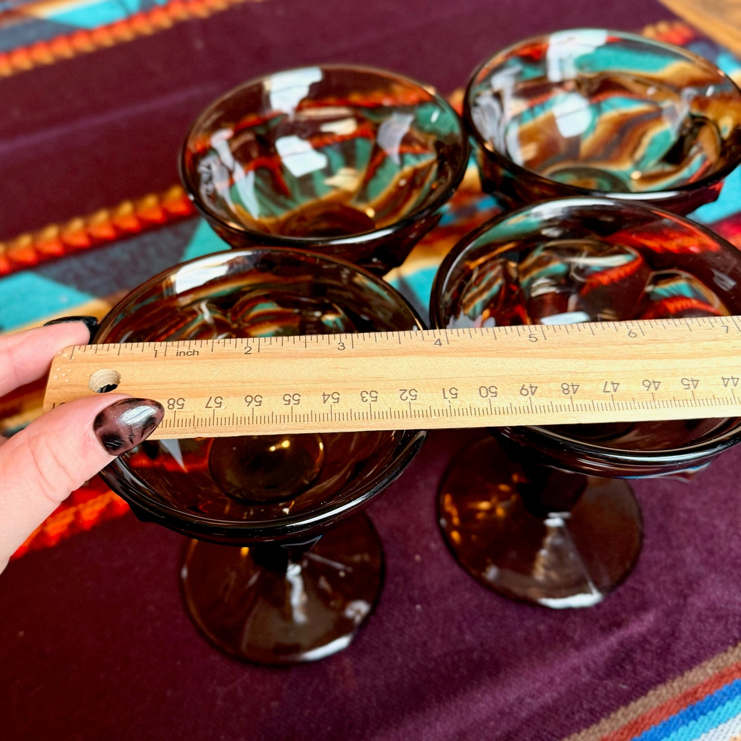 Set of 4 Vintage Imperial Glass Old Williamsburg Nut Brown Champagne Goblets