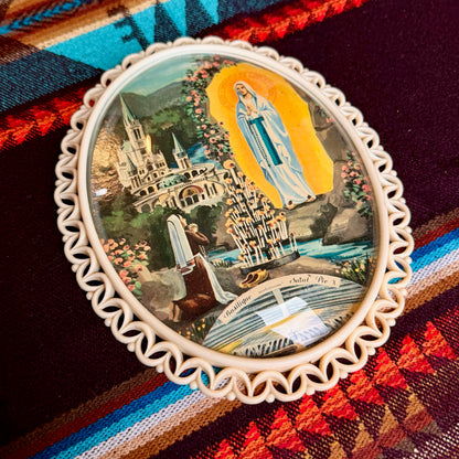 Vintage Our Lady of Lourdes Medallion Print - 1960s Lourdes, France Souvenir