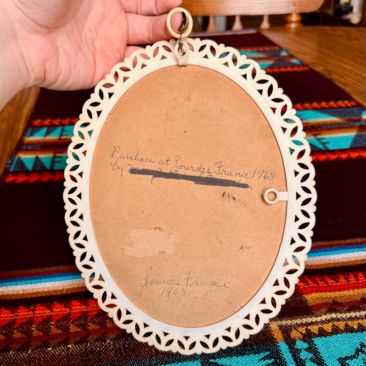 Vintage Our Lady of Lourdes Medallion Print - 1960s Lourdes, France Souvenir