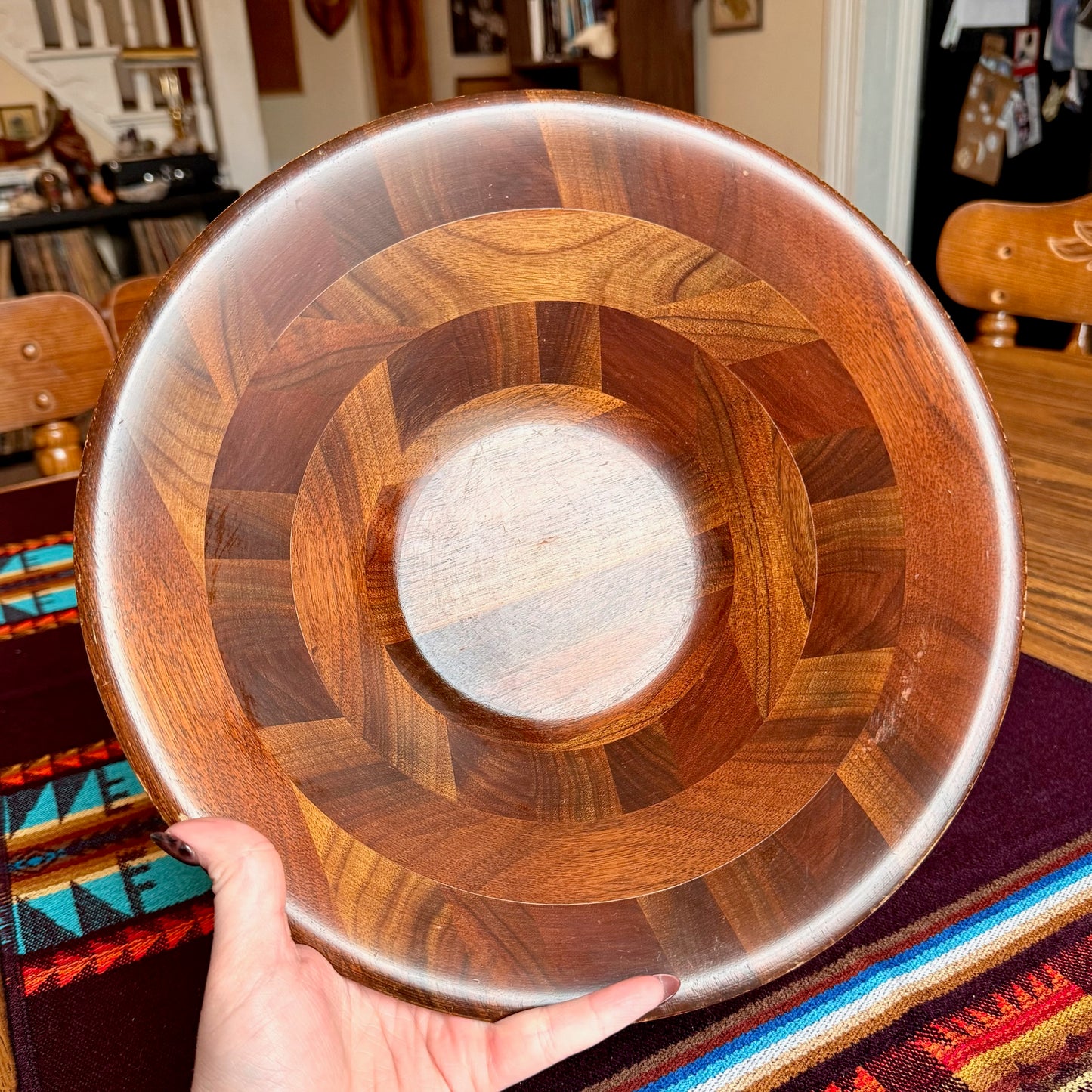Vintage Mid-Century Modern Segmented Wooden Serving Bowl