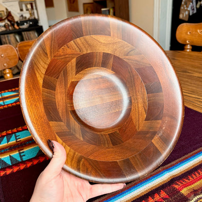 Vintage Mid-Century Modern Segmented Wooden Serving Bowl