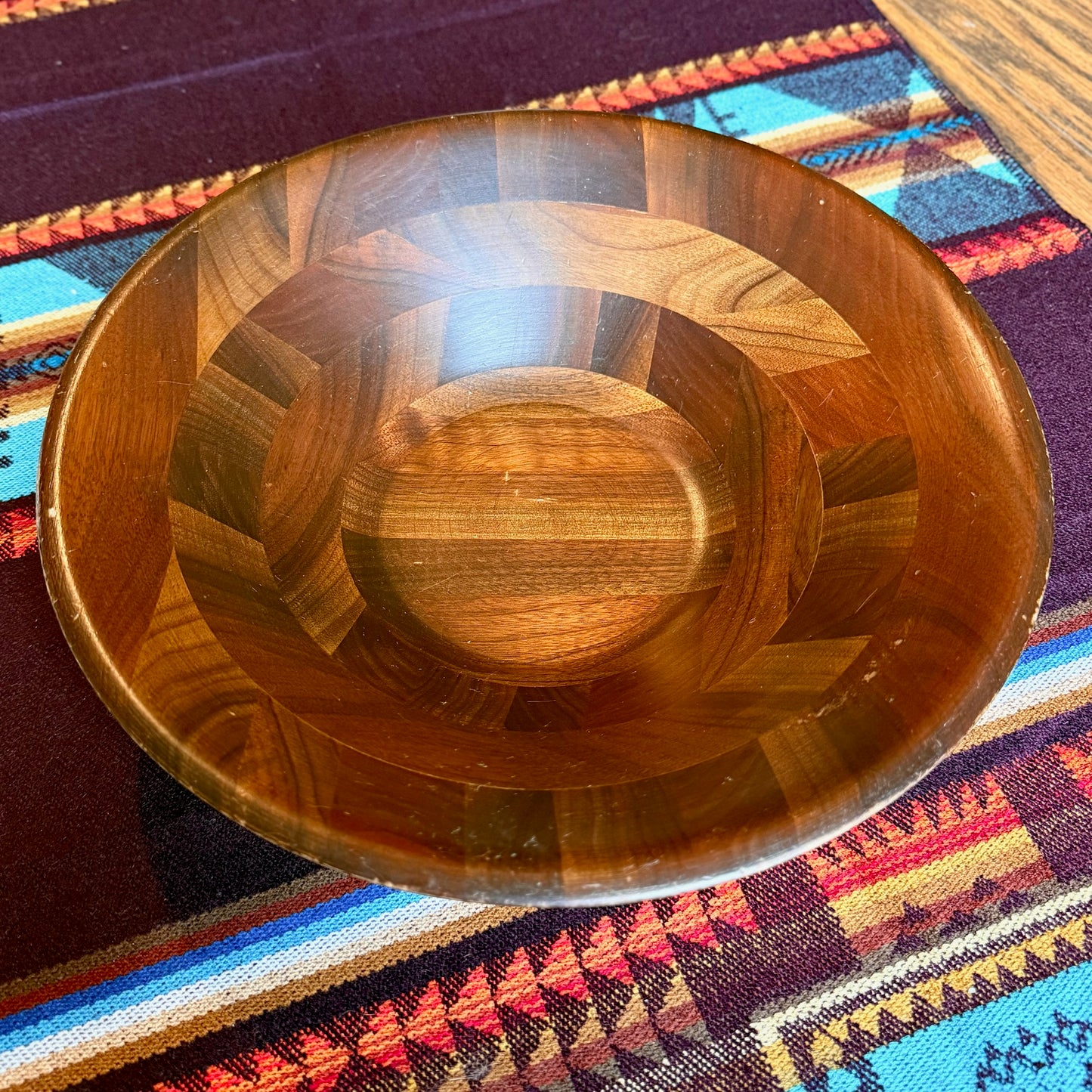 Vintage Mid-Century Modern Segmented Wooden Serving Bowl