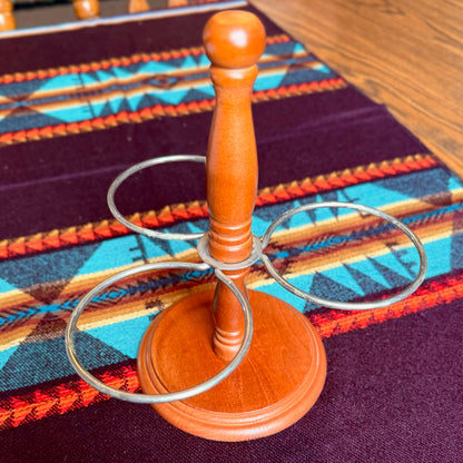 Vintage Mid-Century Modern Solid Wood Pfaltzgraff Condiment Server Caddy