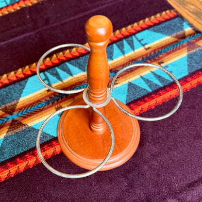 Vintage Mid-Century Modern Solid Wood Pfaltzgraff Condiment Server Caddy
