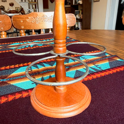 Vintage Mid-Century Modern Solid Wood Pfaltzgraff Condiment Server Caddy