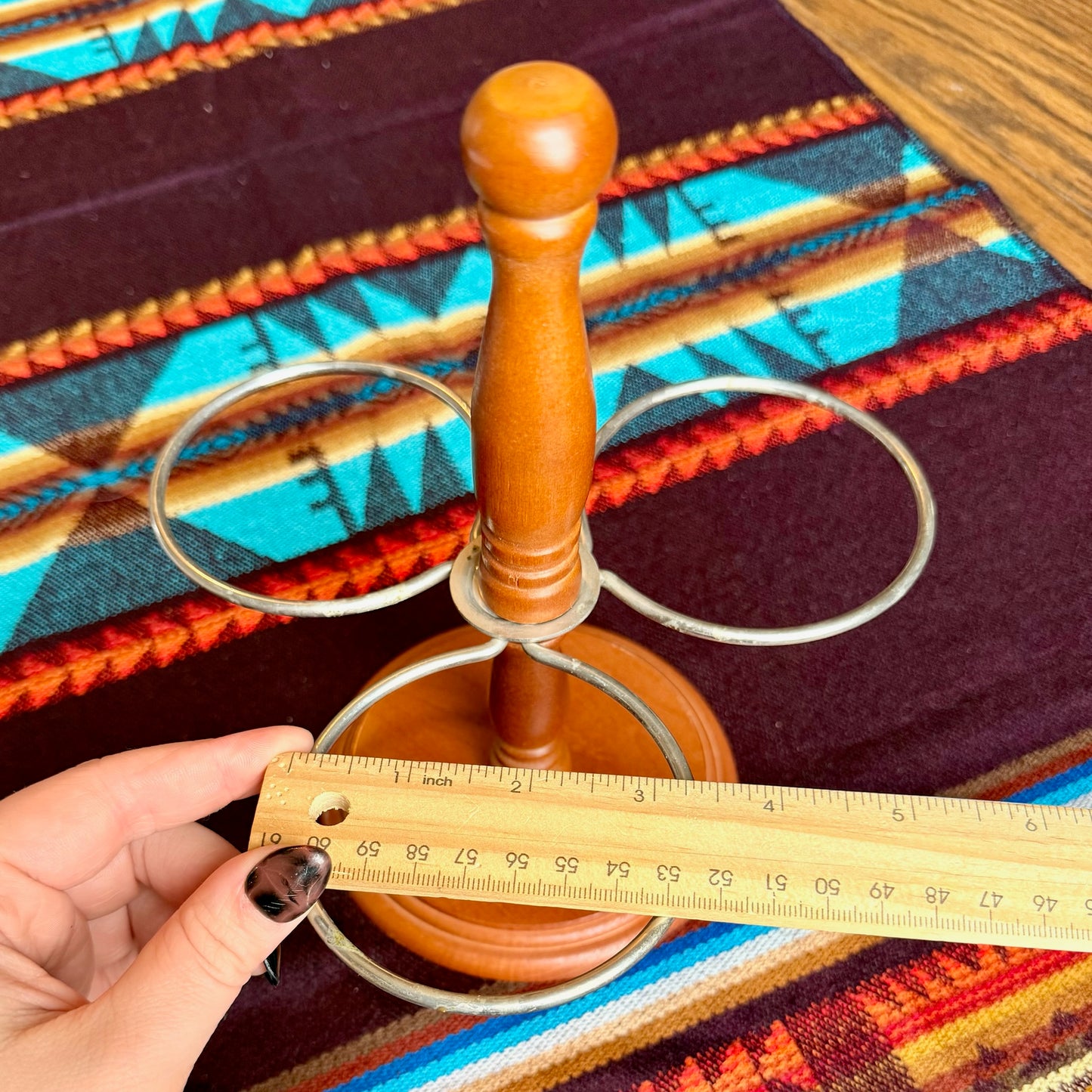 Vintage Mid-Century Modern Solid Wood Pfaltzgraff Condiment Server Caddy