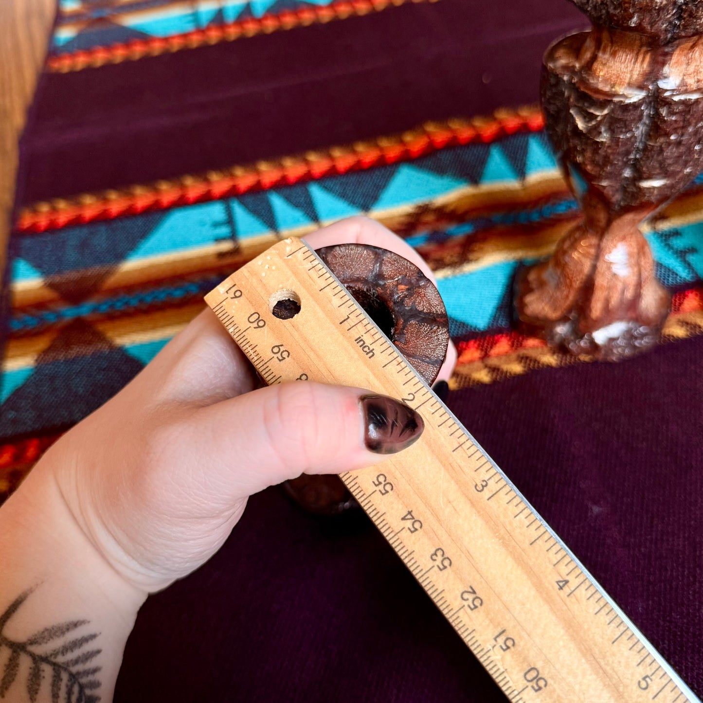 Set of 3 Vintage Hand-Carved Chrysanthemum Live Edge Wooden Candle Holders