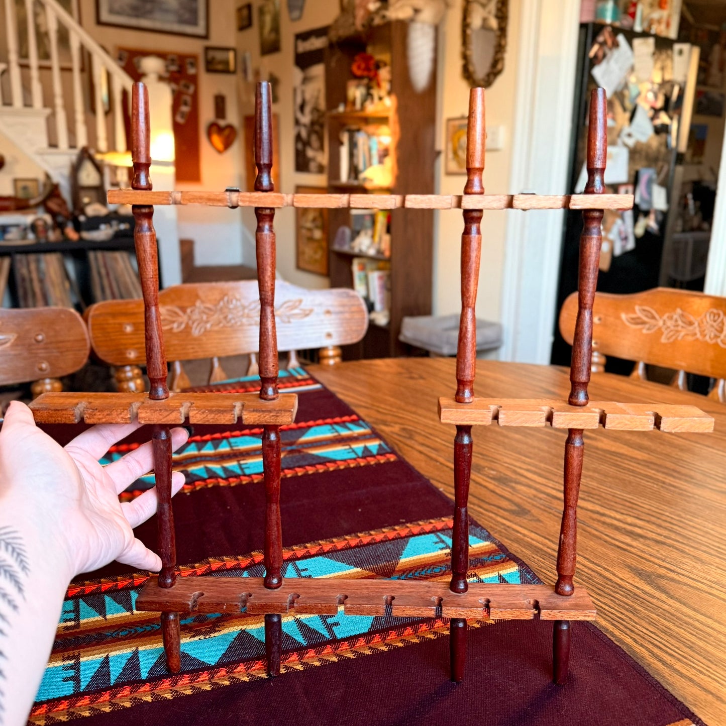 Vintage Mid-Century Modern Wooden Souvenir Spoon Holder/Flower Display