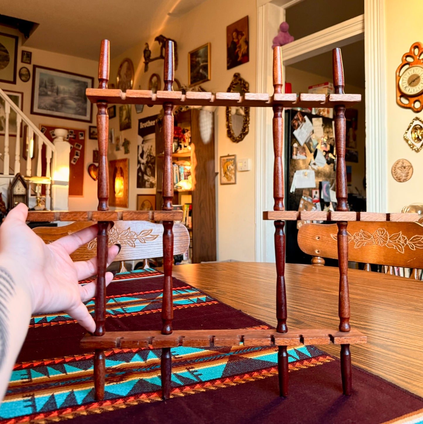 Vintage Mid-Century Modern Wooden Souvenir Spoon Holder/Flower Display