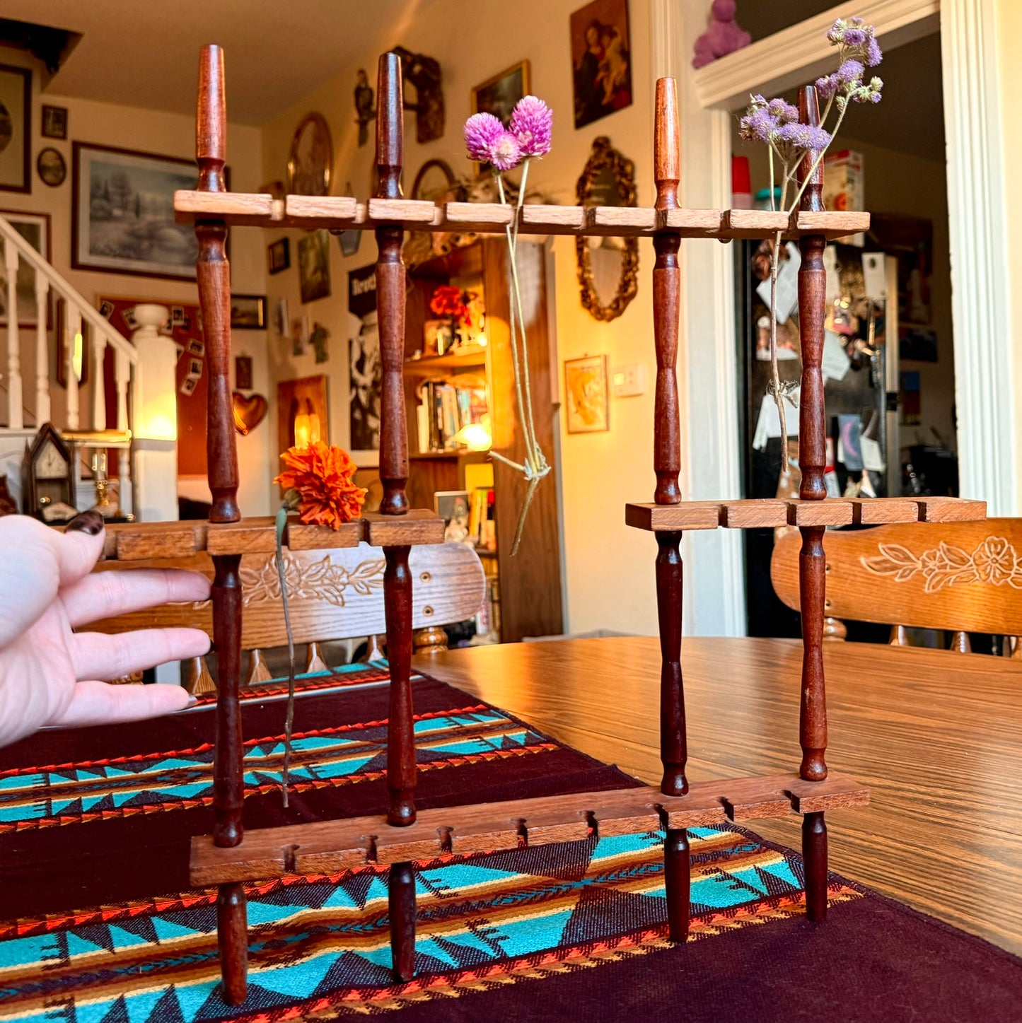 Vintage Mid-Century Modern Wooden Souvenir Spoon Holder/Flower Display