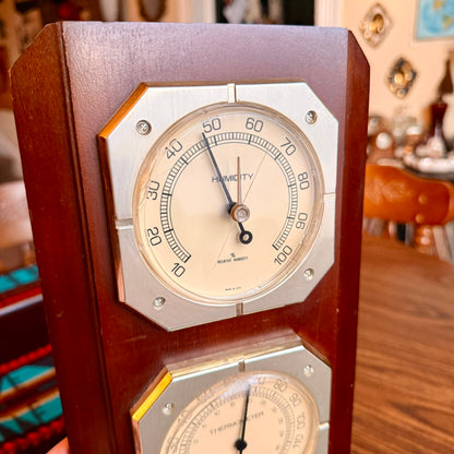 Vintage 1970s MCM Sunbeam Weather Station - Barometer, Thermometer, & Humidity