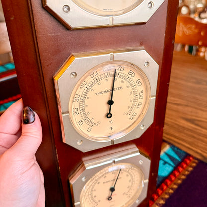 Vintage 1970s MCM Sunbeam Weather Station - Barometer, Thermometer, & Humidity