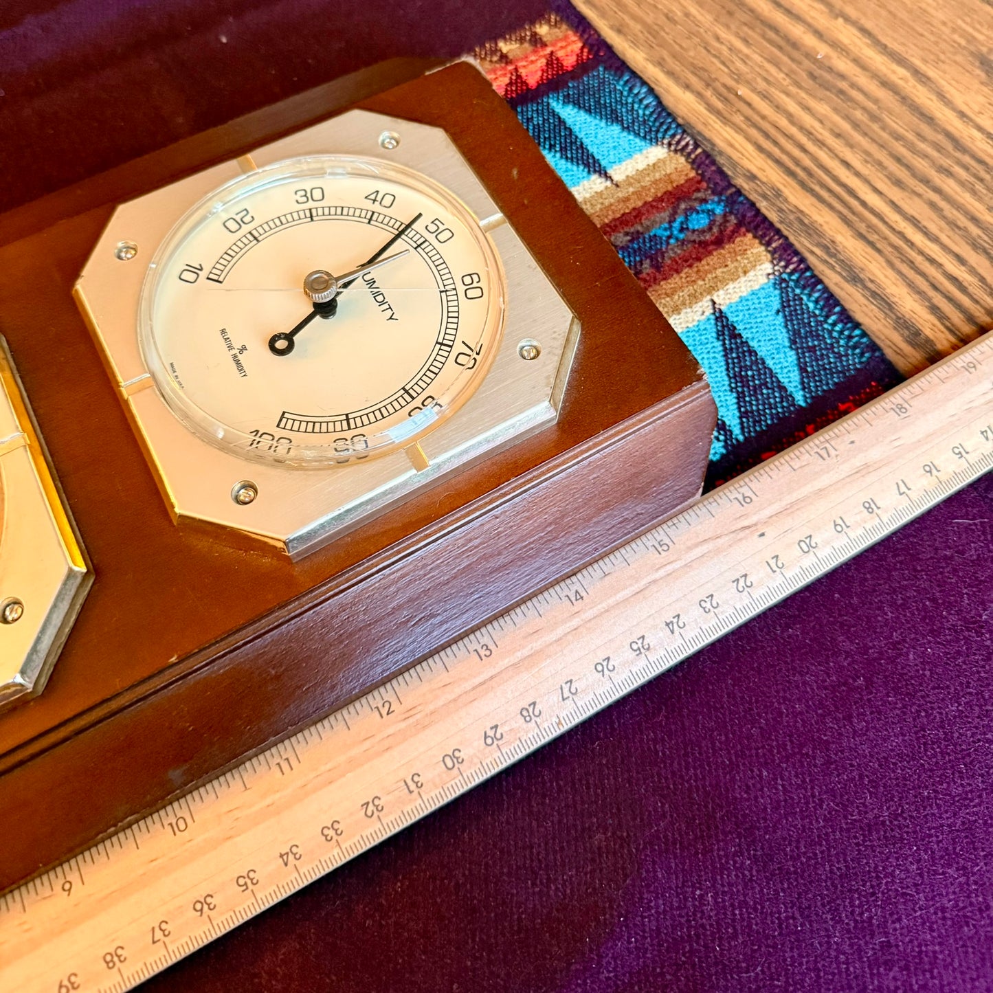 Vintage 1970s MCM Sunbeam Weather Station - Barometer, Thermometer, & Humidity