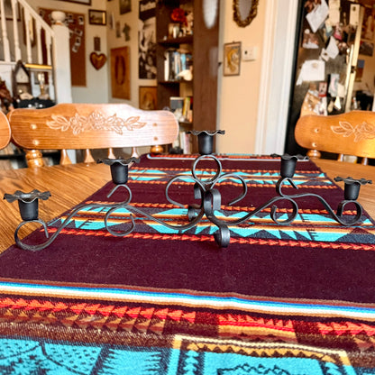 Vintage Wrought Iron 5 Candle Candelabra / Gothic Farmhouse Centerpiece