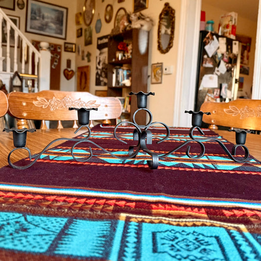 Vintage Wrought Iron 5 Candle Candelabra / Gothic Farmhouse Centerpiece