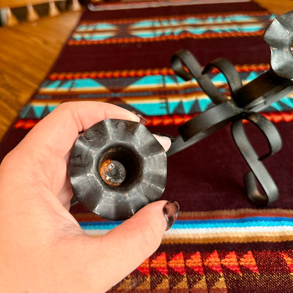 Vintage Wrought Iron 5 Candle Candelabra / Gothic Farmhouse Centerpiece