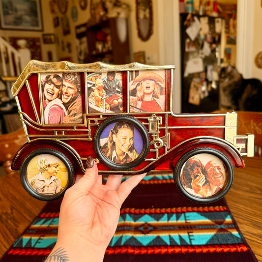 Vintage 1970s Antique Car Photo Frame Collage with Original Photo Inserts