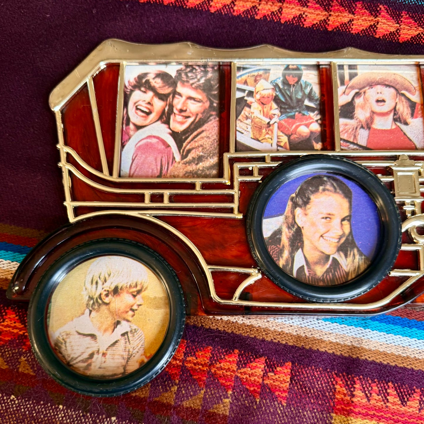 Vintage 1970s Antique Car Photo Frame Collage with Original Photo Inserts