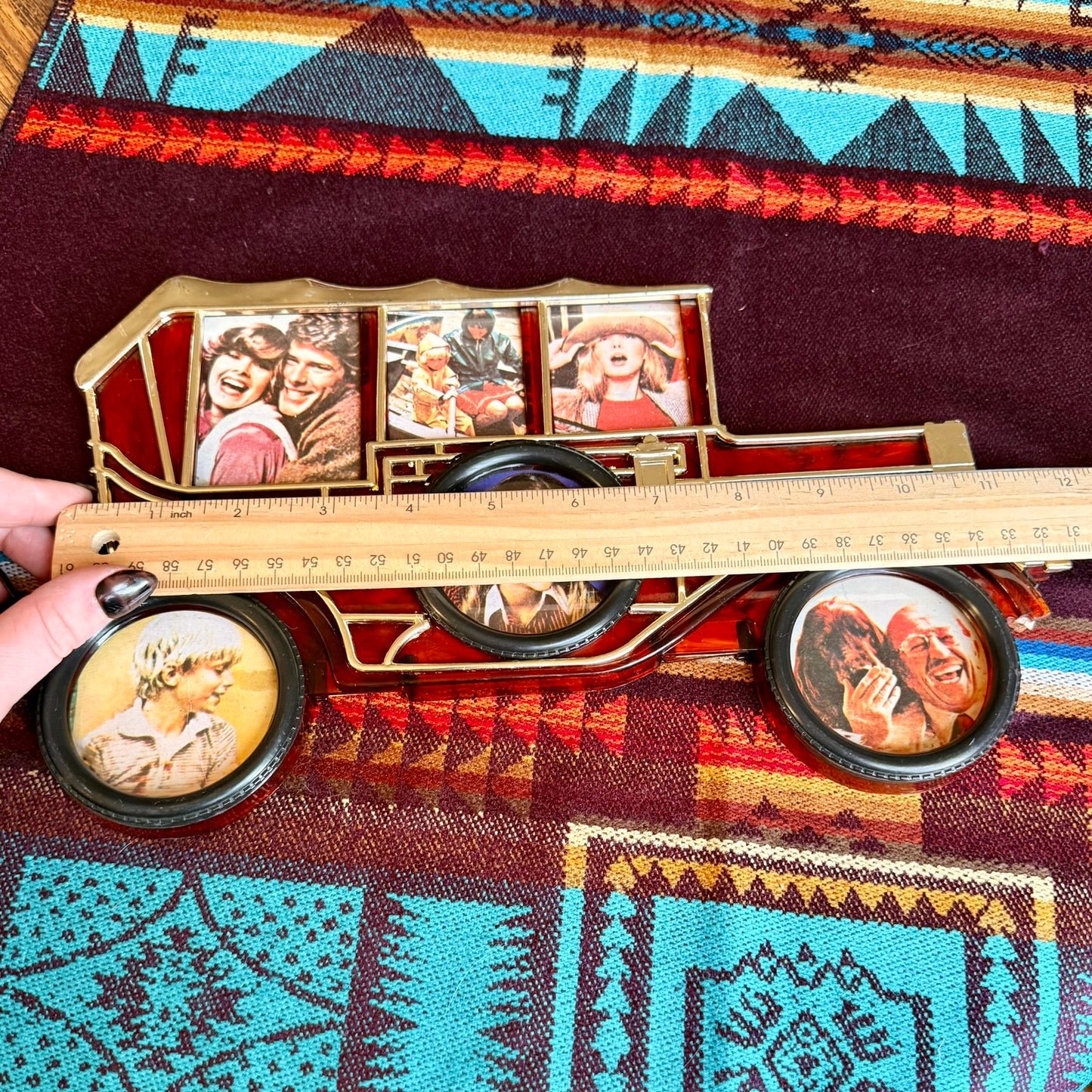 Vintage 1970s Antique Car Photo Frame Collage with Original Photo Inserts