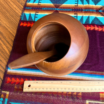 Vintage Hellerware Teakwood Atomic Orb Wooden Serving Bowl and Spoon