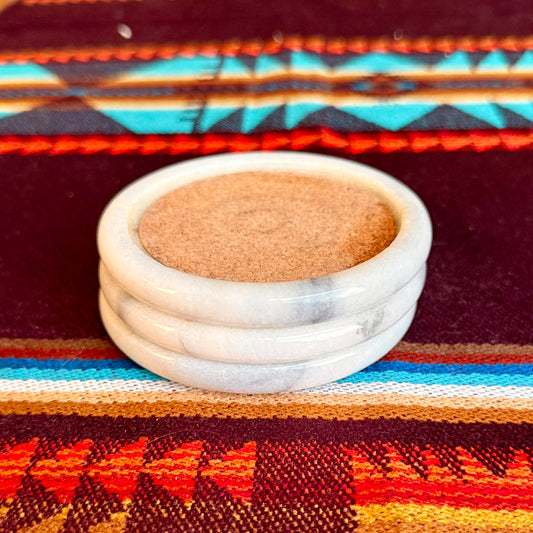 Set of 3 Vintage Mid-Century Modern Marble Stone Coasters