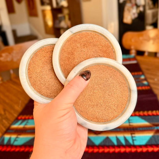 Set of 3 Vintage Mid-Century Modern Marble Stone Coasters