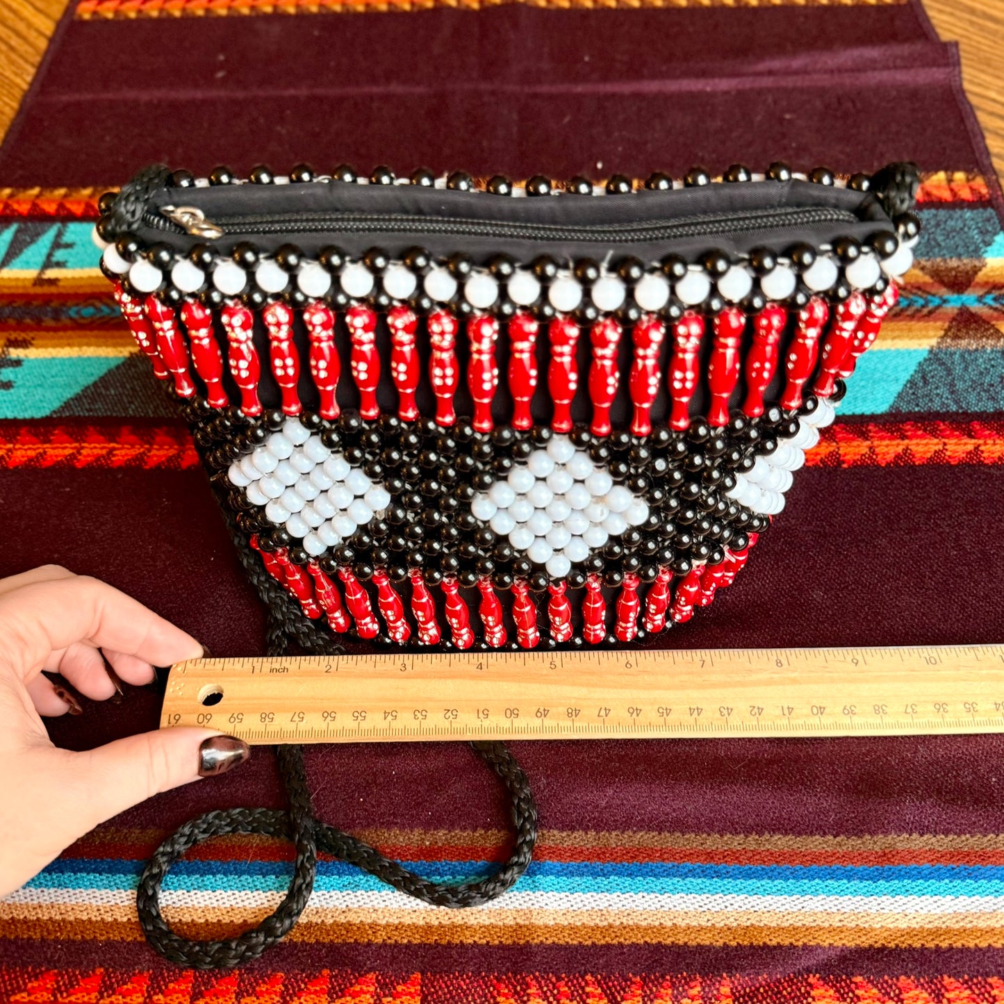Handmade Daimond Pattern Beaded Crossbody Bag - Reminds Me of Las Vegas!