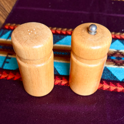 Vintage Blonde Wooden Salt Shaker and Pepper Grinder