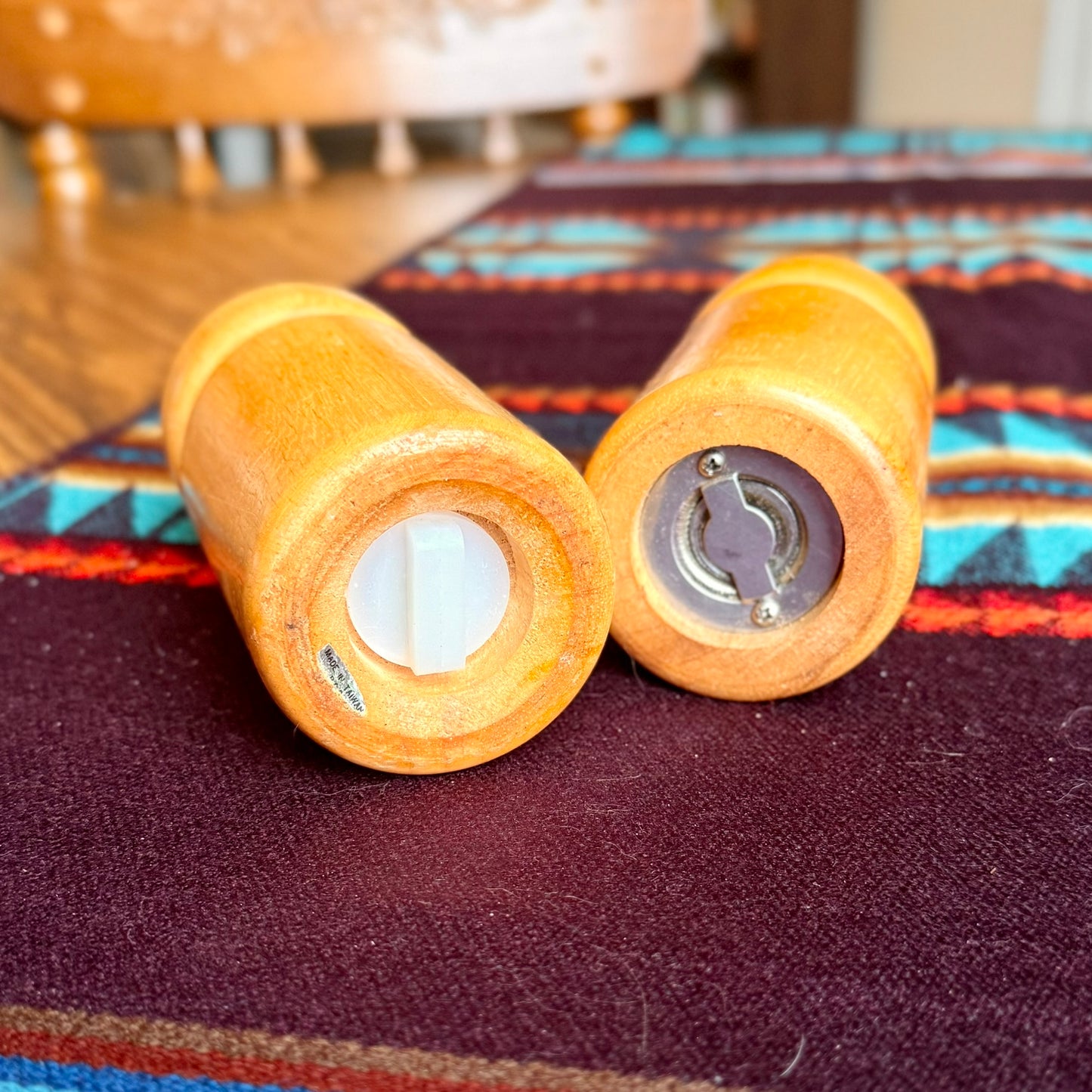 Vintage Blonde Wooden Salt Shaker and Pepper Grinder