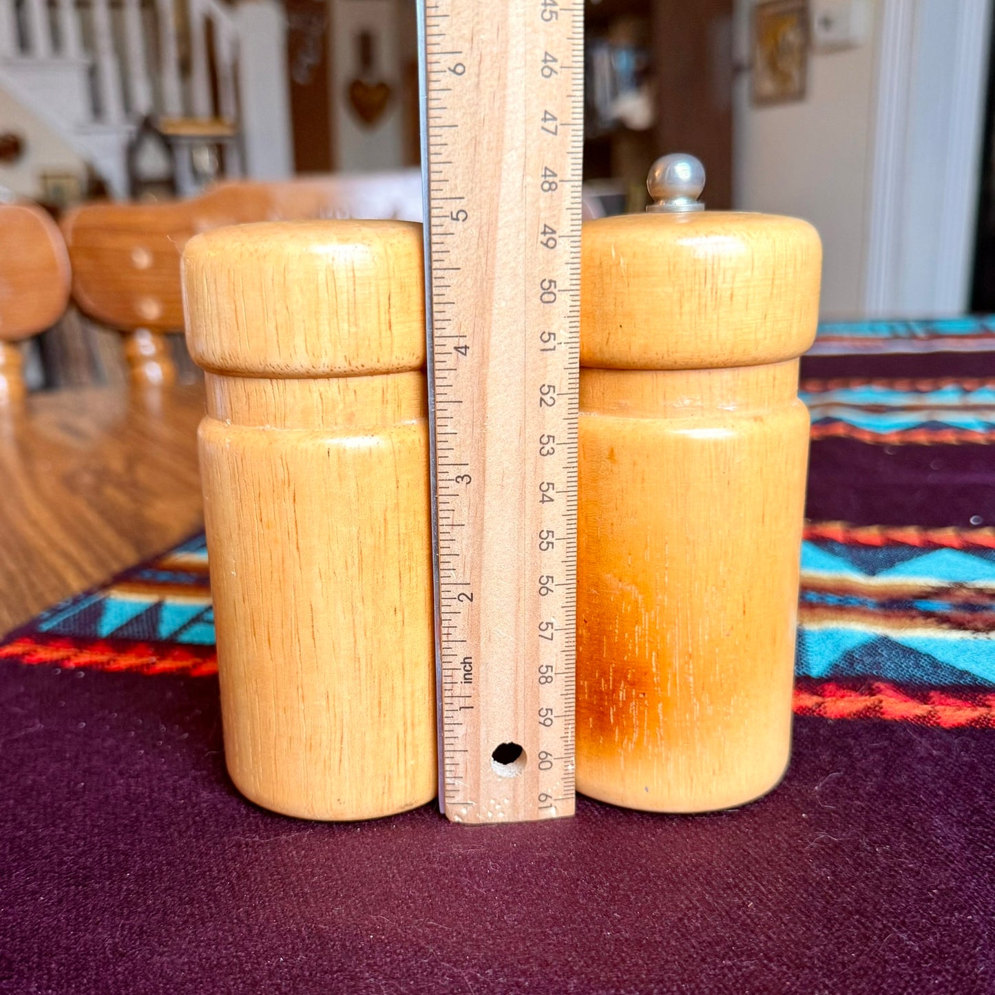 Vintage Blonde Wooden Salt Shaker and Pepper Grinder