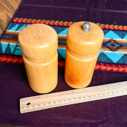 Vintage Blonde Wooden Salt Shaker and Pepper Grinder