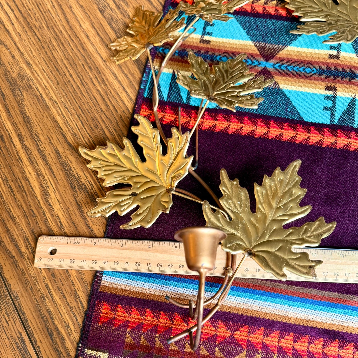 Set of 2 Mid-Century Modern Vintage Brass Maple Leaf Wall Sconces