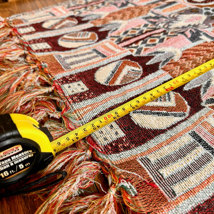 Vintage Jacquard Ornate Tapestry Style Woven Bohemian Blanket