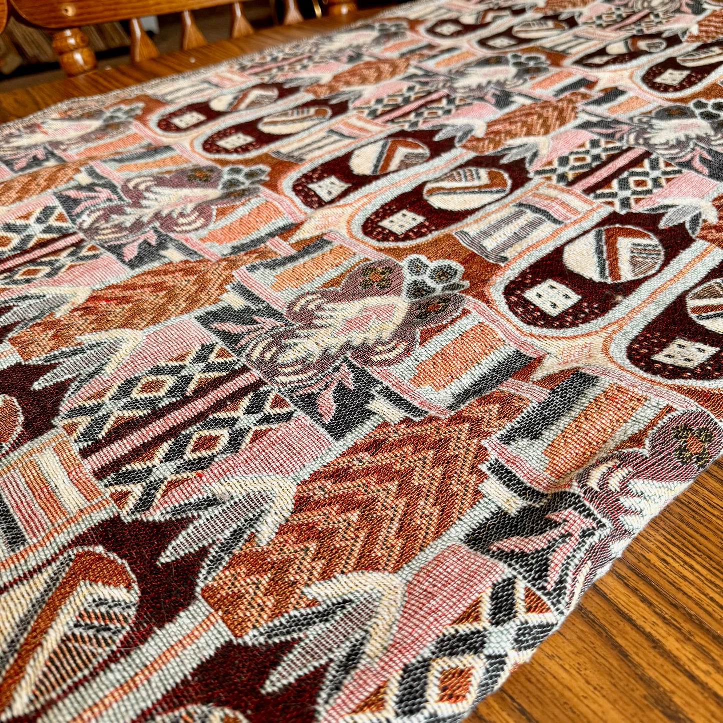 Vintage Jacquard Ornate Tapestry Style Woven Bohemian Blanket