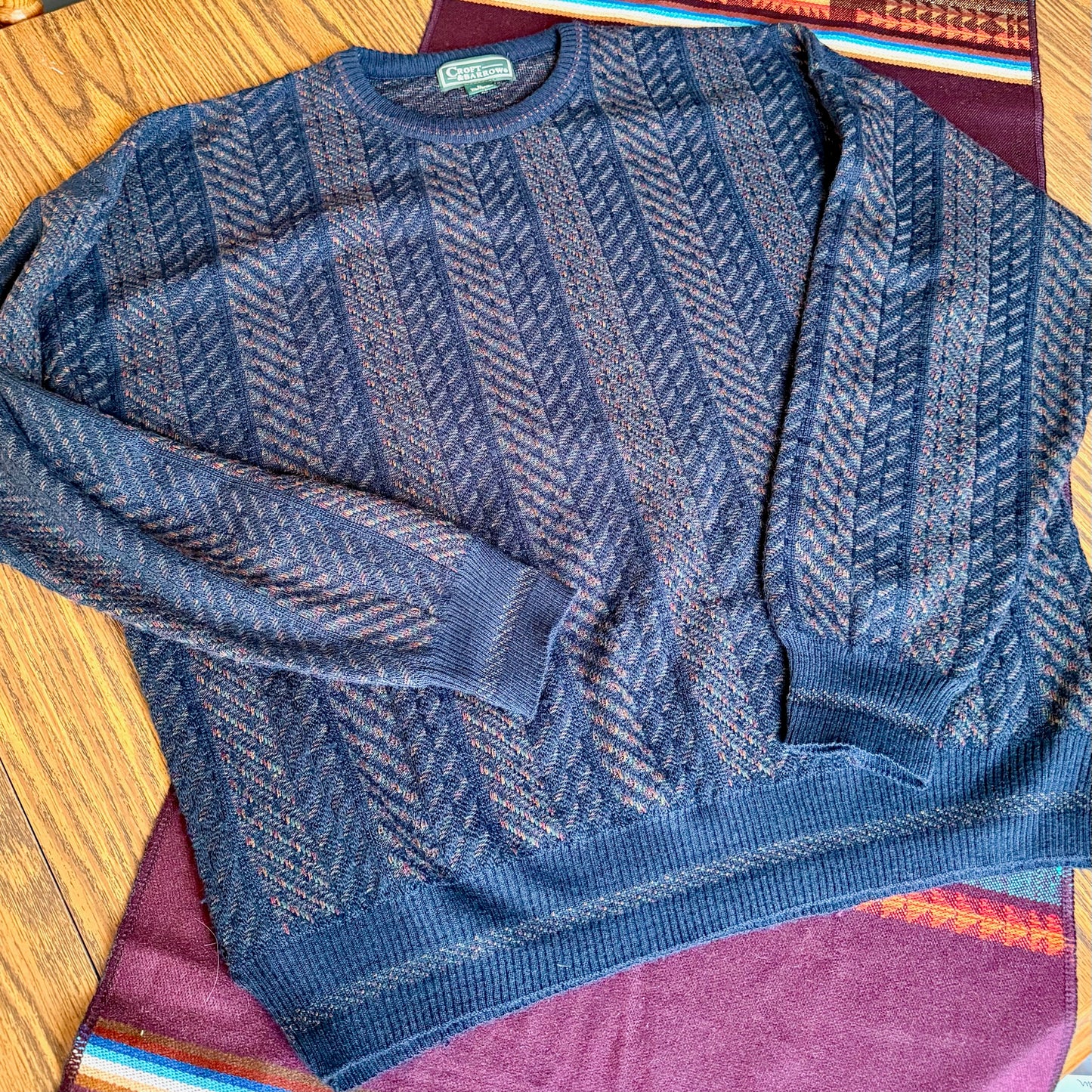 Vintage 90s Croft and Barrow Acrylic & Wool Rainbow Sweater - Made in Italy