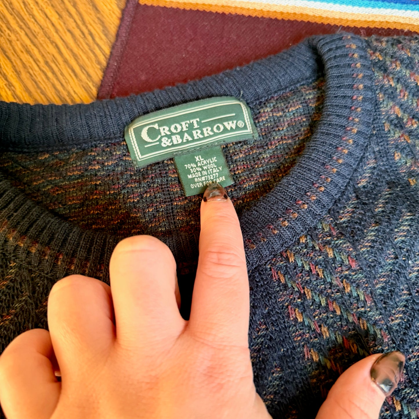 Vintage 90s Croft and Barrow Acrylic & Wool Rainbow Sweater - Made in Italy