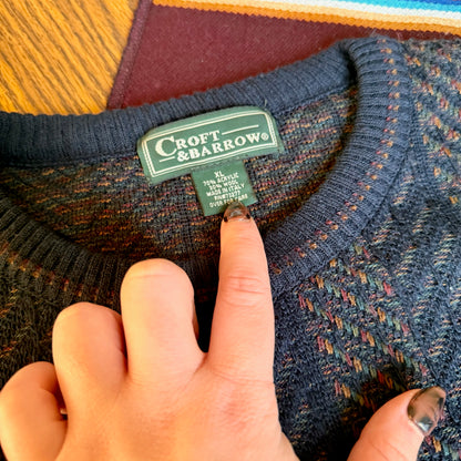 Vintage 90s Croft and Barrow Acrylic & Wool Rainbow Sweater - Made in Italy