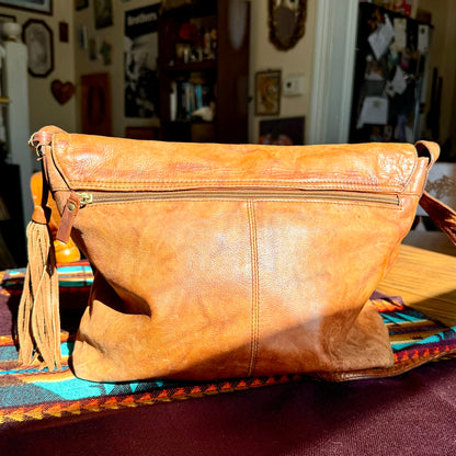 Vintage Stone Mountain Brown Leather Messenger Crossbody Bag