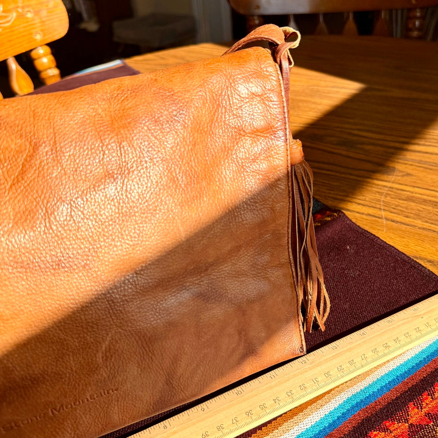 Vintage Stone Mountain Brown Leather Messenger Crossbody Bag