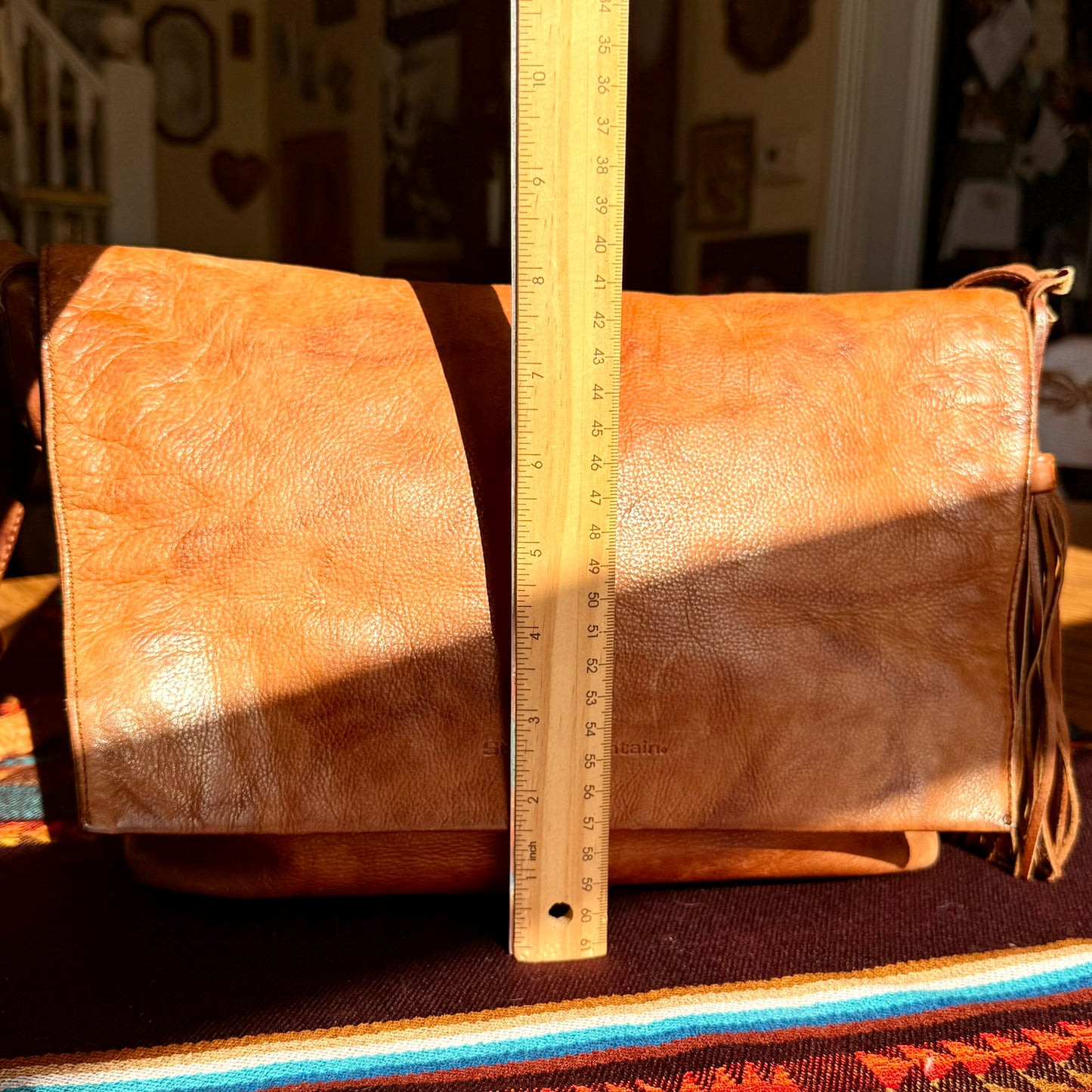 Vintage Stone Mountain Brown Leather Messenger Crossbody Bag