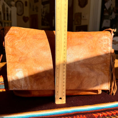 Vintage Stone Mountain Brown Leather Messenger Crossbody Bag