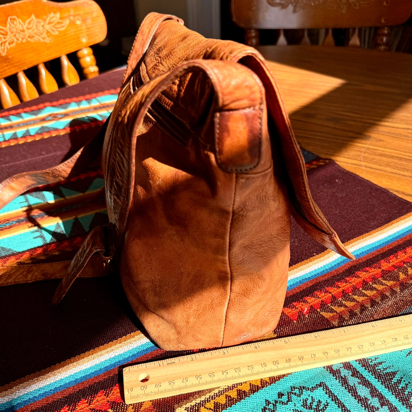 Vintage Stone Mountain Brown Leather Messenger Crossbody Bag
