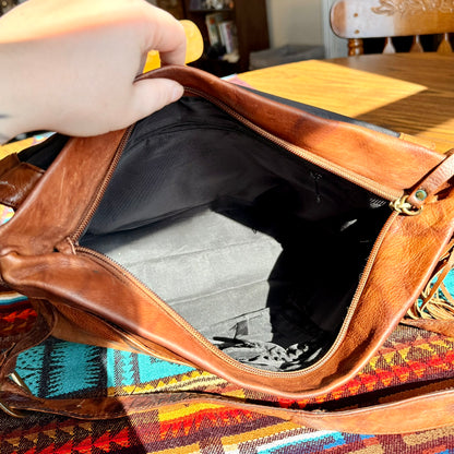 Vintage Stone Mountain Brown Leather Messenger Crossbody Bag