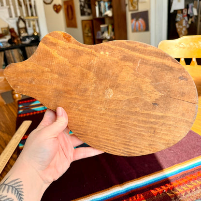 Vintage Wood and Ceramic Carve Mouse Cheese Plate